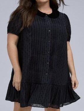 Torrid Belle Isle Velvet Collar Drop Waist Dress